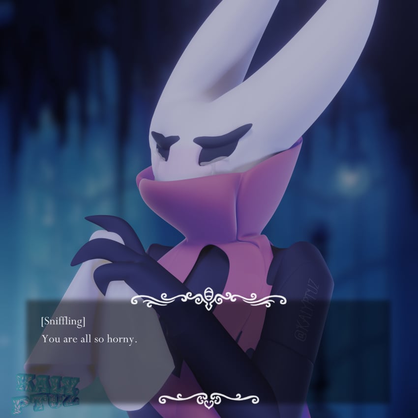 1girls 3d 4_fingers absurd_res black_body blurry_background bust_portrait comic comic_page crying dress empty_eyes female female_only hi_res holding holding_object hollow_knight horn hornet_(hollow_knight) horns insect_girl insects kalyptuz meme no_mouth sad semi-naked solo tagme tears watermark