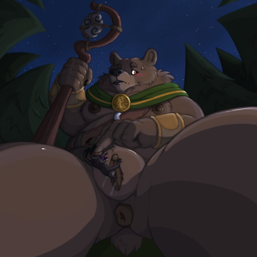 absurd_res anthro anus areola arm_guards armello bear blush bodily_fluids breasts brown_anus brown_areola canid canine canis cape cape_only clothing corrupted corruption digital_media_(artwork) duo extreme_size_difference female female_pred forced forest forest_background fur genital_fluids genitals hi_res larger_female league_of_geeks leaking_pussy looking_at_viewer looking_away low-angle_view male male/female male_prey mammal micro mostly_nude mythological_canine mythological_creature mythology nature nature_background night nipples nude orange_eyes plant pressed_against puffy_anus purple_eyes pussy sana_(armello) scared shy silly_werewolf sillywerwolf size_difference sky smaller_male spread_legs spreading staff star starry_sky tail tree unbirthing unwilling_prey vaginal_fluids vaginal_penetration vore werecanid werecanine werecreature werewolf wide_hips wolf worm's-eye_view