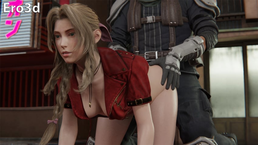 aerith_gainsborough doggy_style ero3d female final_fantasy final_fantasy_vii final_fantasy_vii_remake male male/female sex shinra_guard soldier uncensored