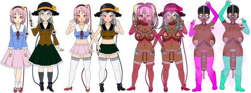 2futas 2girls :>= areolae bimbo bimbofication blowjob_face brain_drain brainwashing breast_expansion breasts censored corruption dark-skinned_futanari dark_skin drug eye_color_change female futa_only futa_urethral_insertion futanari futanari_penetrated futanari_transformation ganguro gyaru hair_color_change hair_growth high_heel_boots high_heels huge_ass huge_breasts humiliation kisekae koishi_komeiji light-skinned_female light-skinned_futanari light_skin navel nipple_piercing nipples nose_hook npg8993 penis personality_change satori_komeiji smoke standing tan thick_lips thick_thighs touhou transformation transparent_background urethral urethral_insertion wide_hips