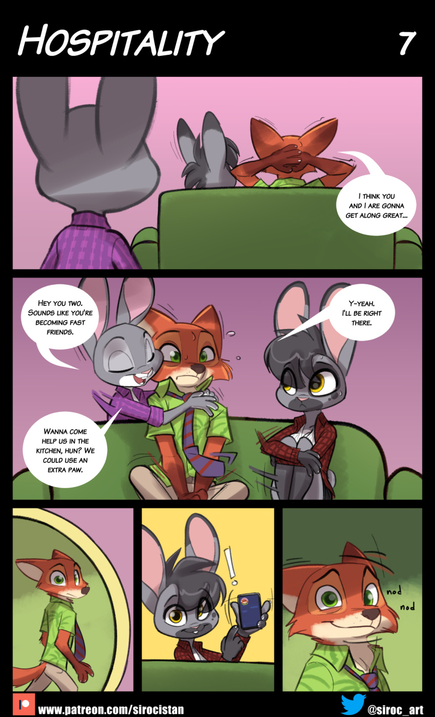 catherine_hopps_(siroc) clothing comic disney female furry hospitality_(comic) judy_hopps nick_wilde page_7 siroc zootopia