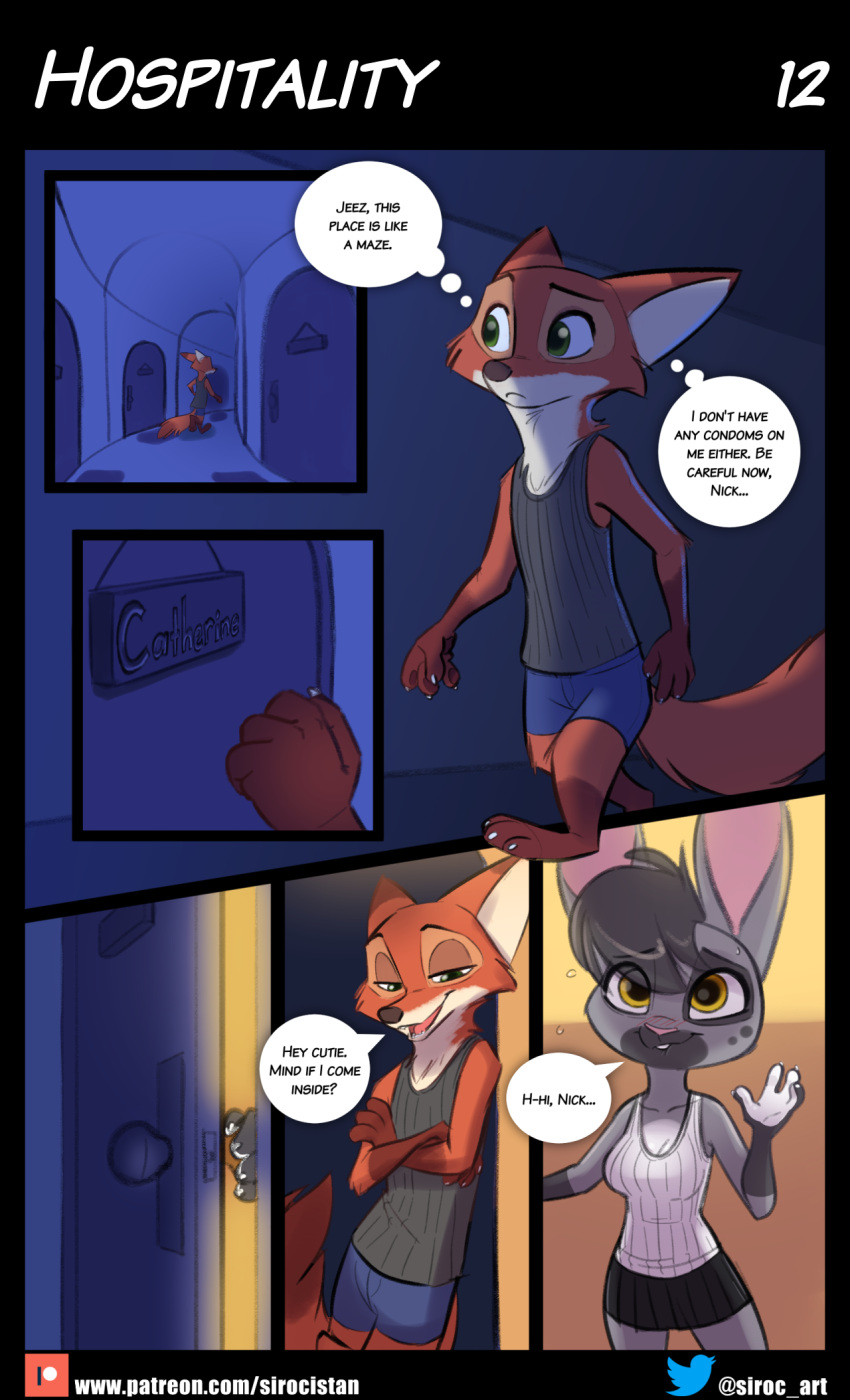 catherine_hopps_(siroc) clothing comic disney female furry hospitality_(comic) nick_wilde page_12 siroc skirt zootopia