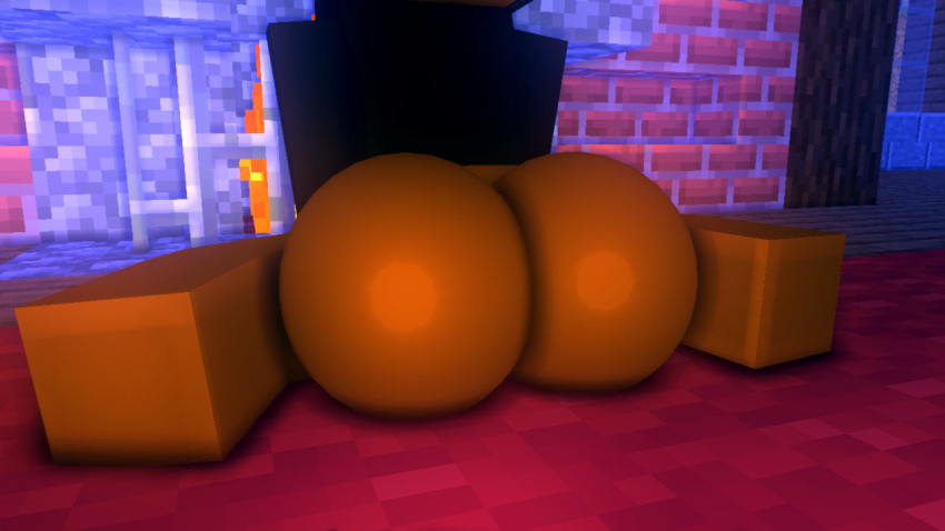 ass ass_focus butt_focus butt_shot butt_squish dark-skinned_female dark_skin ebony_(oc) exposed_ass female_focus female_only mine-imator minecraft public sloppymr34_(artist) solo solo_female