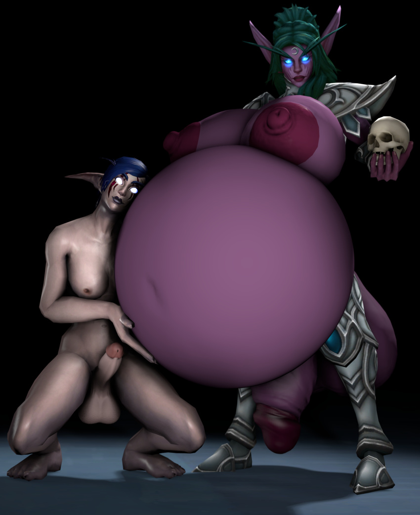 2futas 3d belly big_belly big_breasts blue_eyes bones breasts completely_nude erection futa_only futanari huge_belly huge_breasts huge_cock large_breasts night_elf nipples nude nude_futanari oral_vore penis pointy_ears purple_skin same_size_vore shannonthefempyro skull tyrande_whisperwind vore warcraft world_of_warcraft