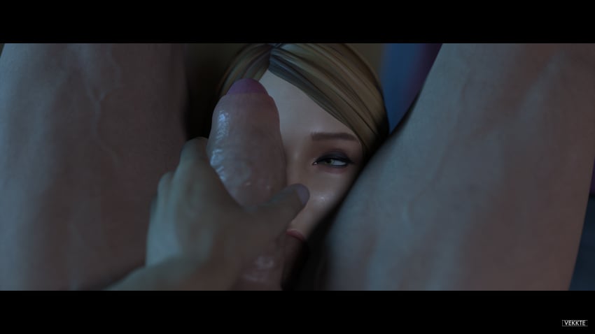 1girls 3d big_penis blonde_hair eye_contact eyelashes eyeshadow facesitting female green_eyes huge_cock large_penis life_is_strange light_skin long_hair narrowed_eyes oral pale_skin penis_on_face petite pov rachel_amber slim square_enix sucking_testicles vekkte