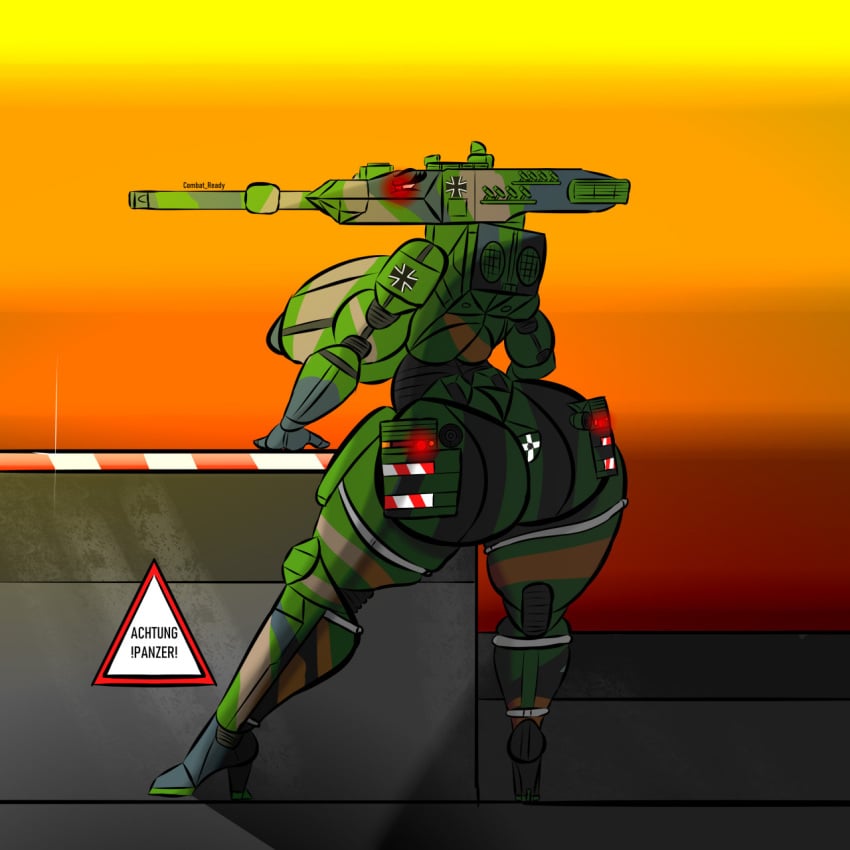 1girls 2021 aiming anthro ass background big_ass big_breasts breasts cannon curvy_female curvy_figure female female_only german germany glowing_eyes high_heels huge_ass leopard_2 living_machine living_tank machine mechanicalstage naked nipples original original_character red_eyes solo tank tankmorph thick_ass thick_thighs turret voluptuous wide_hips