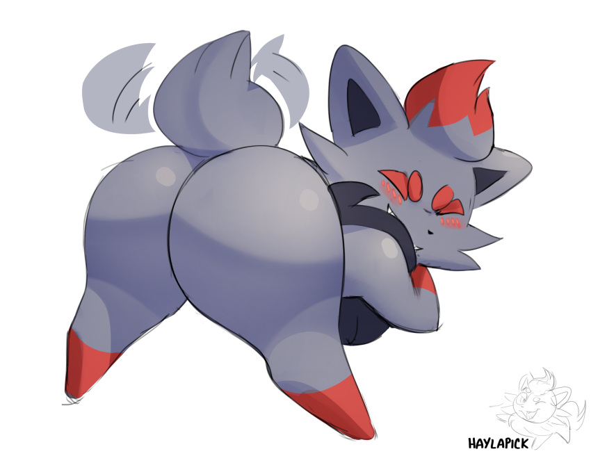 ambiguous_gender ass big_ass big_butt blush closed_eyes feral fur furry furry_only haylapick hi_res nintendo pokémon_(species) pokemon pokemon_(species) pokemon_only solo tagme tail thick_thighs wide_hips zorua