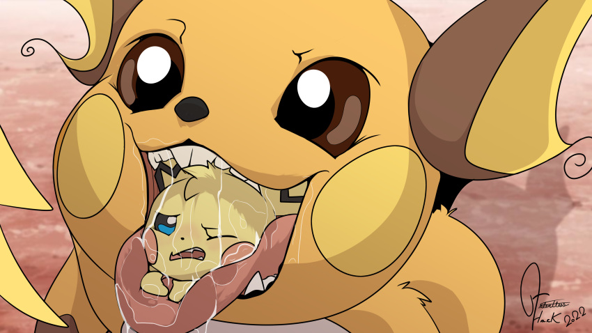 úopen_mouth absurd_res blush cel_shading duo feral hi_res male male/male marg_(raichu) mouth_play mouth_shot nine-volt_(talentlesshack) nintendo oral_vore pichu pokémon_(species) pokemon pokemon_only raichu shaded shadow simple_background soft_vore talentlesshack video_games vore