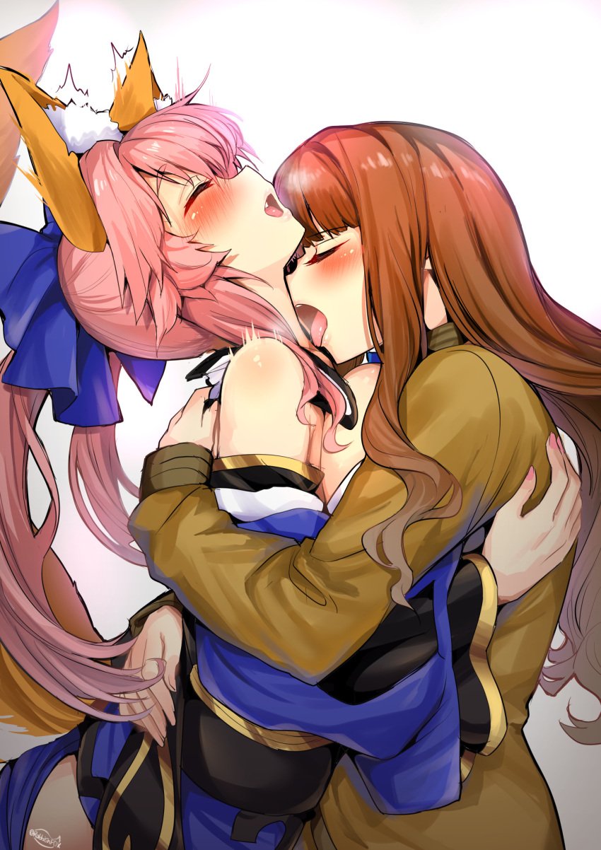 fate/extra fate/grand_order fate_(series) hakuno_kishinami tamamo_no_mae_(fate) wisespeak yuri