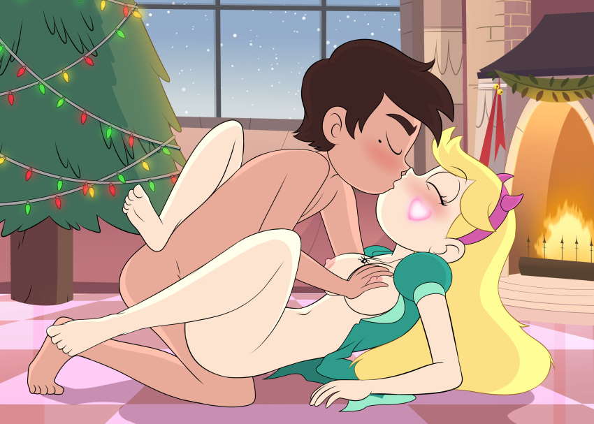 1boy 1girls 2020 bandana barefoot blush breast_grab canon_couple christmas christmas_tree closed_eyes clothes_down deep_penetration disney disney_channel disney_xd eyebrows_visible_through_hair feet full_body holidays kissing laying_on_floor long_hair lying marco_diaz missionary missionary_position nipples nude nude_female on_back passionate short_hair side_view spread_legs spreading star_butterfly star_vs_the_forces_of_evil table_lotus table_lotus_position thighs vaginal vaginal_penetration vicky76