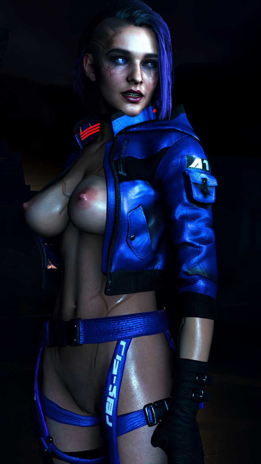 1girls 3d astromons capcom crossover cyberpunk_2077 exhibitionism female female_only jill_valentine jill_valentine_(sasha_zotova) naked nude nude_female pale-skinned_female resident_evil resident_evil_3 resident_evil_3_remake solo