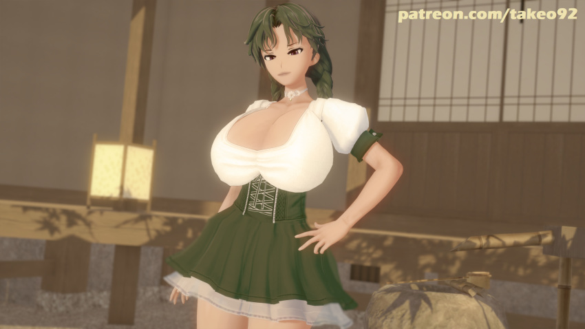 1girls 3d alternate_costume arm_behind_back big_ass big_breasts bishoujo_senshi_sailor_moon blouse breasts_bigger_than_head cleavage clothing corset curvaceous curvy dirndl dress erect_nipples erect_nipples_under_clothes evening fat_ass female female_only green_hair hand_on_hip huge_ass huge_breasts koikatsu large_ass large_breasts looking_at_viewer mature mature_female nipples_visible_through_clothing pinup pinup_pose purple_eyes revealing_clothes seductive seductive_look setsuna_meiou skimpy skimpy_clothes solo solo_female sunset takeo92 text thick_thighs twintails voluptuous wide_hips