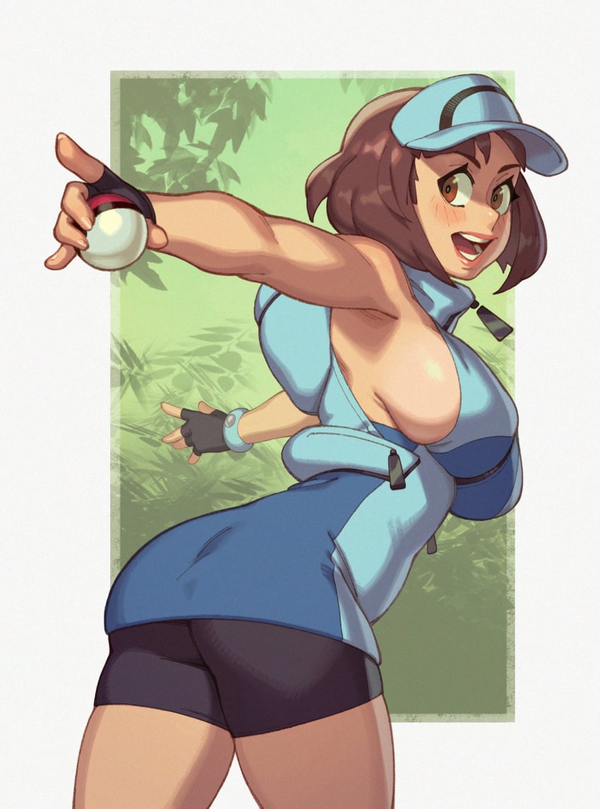 1girls 2022 ace_trainer_(pokemon) ace_trainer_(pokemon_sm) alternate_breast_size armpits ass bad_id bad_twitter_id bike_shorts blush breasts brown_eyes brown_hair female female_focus female_only hat hips holding_object huge_breasts looking_at_viewer nintendo npc_trainer pokeball pokemon pokemon_sm rizdraws short_hair short_shorts shorts sideboob sleeveless slim_waist thick_thighs thighs visor visor_cap wide_hips year_request