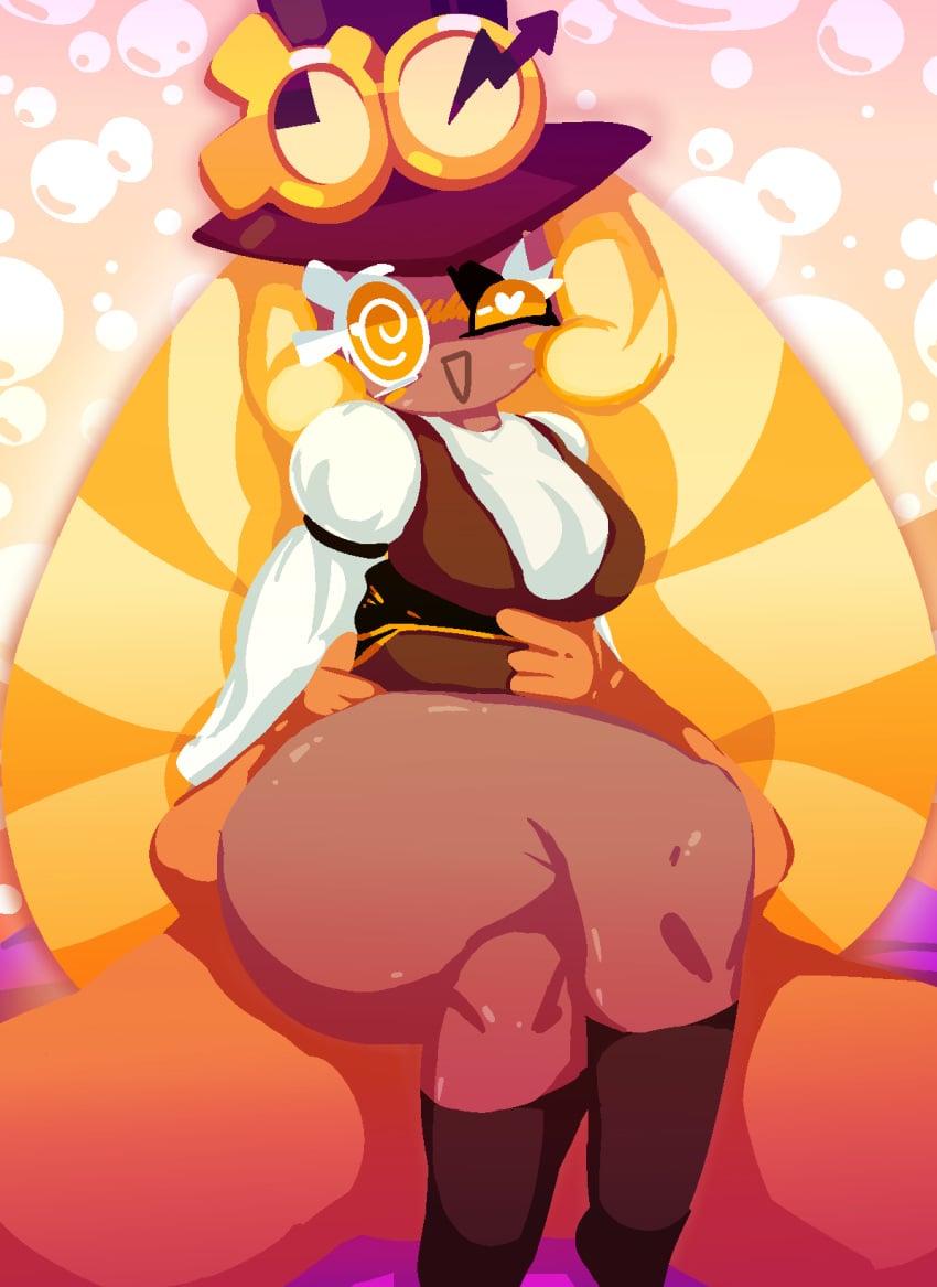 ambiguous_penetration big_ass blush blush_lines blushing cookie_run cookie_run_kingdom cowgirl_position crossed_legs hand_on_hip hand_on_stomach heart-shaped_pupils orange_eyes penetration reverse_cowgirl_position sex smile storm_yyyy swirly_eyes thick_ass thick_thighs timekeeper_cookie top_hat yellow_hair