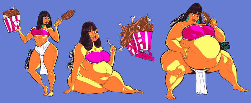 1girls bbw belly big_belly big_breasts black_hair breasts chel dark-skinned_female dark_skin eating fat female food hand_on_belly huge_belly latina nibbles_nsfw nipple_bulge obese overweight solo_female stomach_noises the_road_to_el_dorado weight_gain