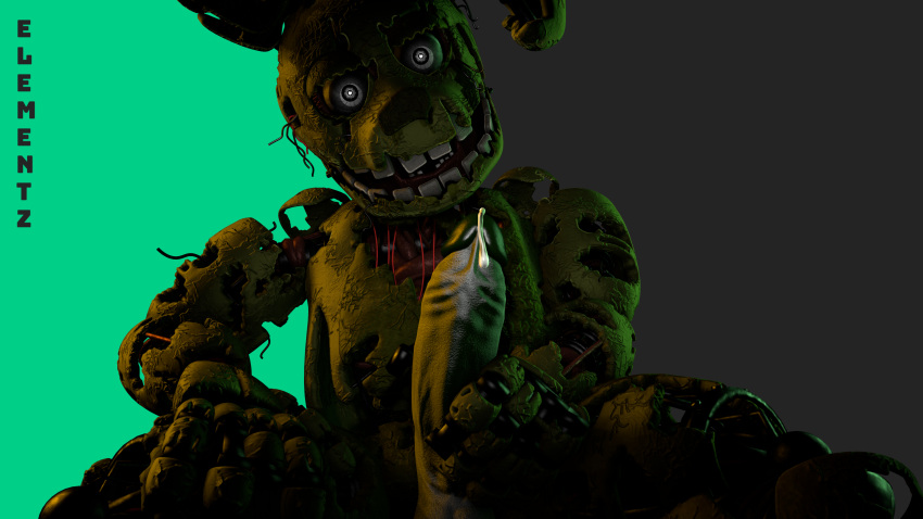 3d_(artwork) absurd_res animatronic bodily_fluids digital_media_(artwork) elementz808 five_nights_at_freddy's five_nights_at_freddy's_3 genital_fluids genitals hi_res holding_penis looking_at_viewer machine male male_only masturbation penis precum presenting presenting_penis robot scottgames simple_background solo source_filmmaker springtrap springtrap_(fnaf) video_games