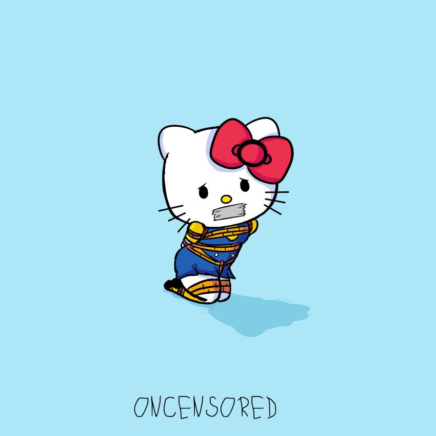 1girls bondage catgirl feline female female_only hello_kitty hello_kitty_(character) hello_kitty_(series) kitty_white oncensored oncensored_(artist) rope_bondage sanrio schoolgirl tagme tape_gag