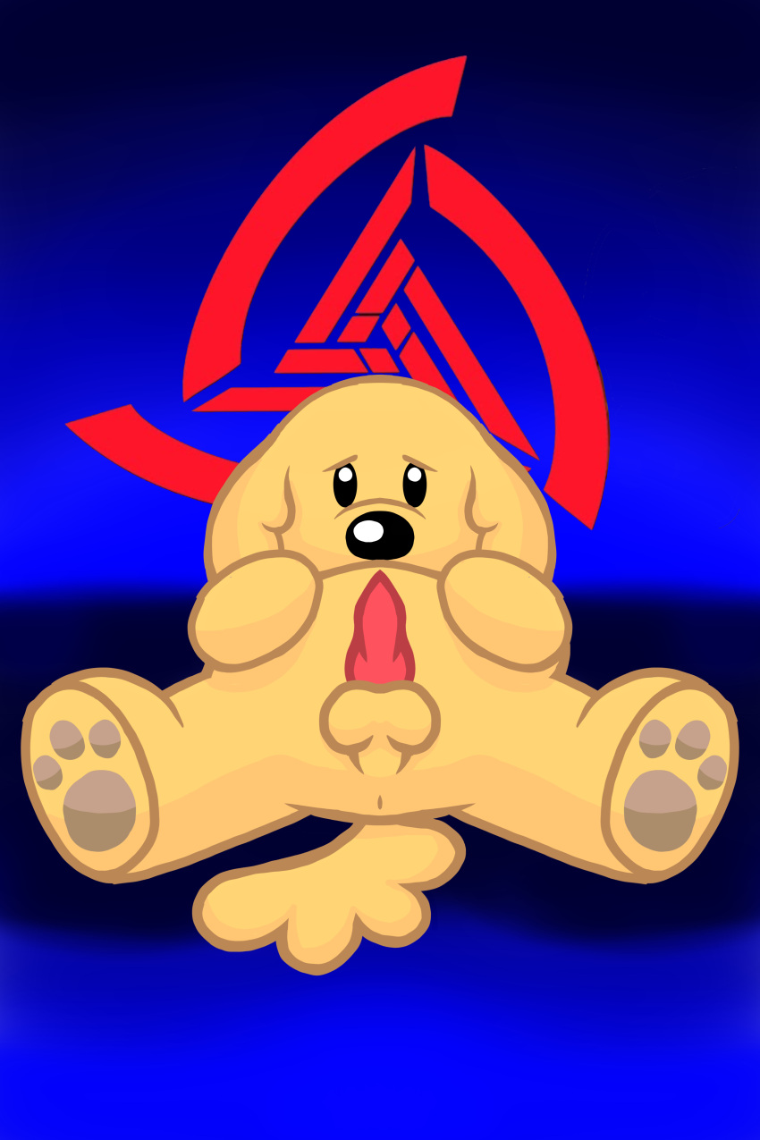 absurd_res animal_genitalia animal_penis anthro anus balls bird_dog black_eyes black_nose canid canine canine_genitalia canine_penis canis cooper_dankev dankev_(youtuber) digital_drawing_(artwork) digital_media_(artwork) domestic_dog erection feral fur genitals golden_retriever harryiff_art hi_res hunting_dog logo lomito_dankev male mammal paws penile penis presenting presenting_anus presenting_balls presenting_penis retriever simple_background solo yellow_body yellow_fur youtube youtuber