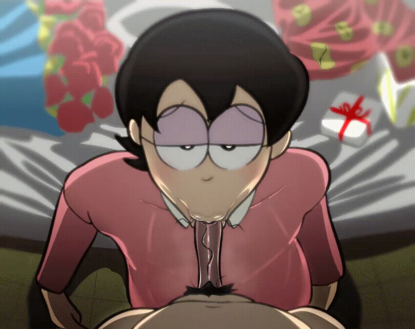 1boy 1girls :>= animated big_breasts black_hair blowjob doraemon erection fellatio female gif glasses large_breasts looking_at_viewer male male_pov manilla mature_female milf partial_male penis pubic_hair short_hair tamako_nobi