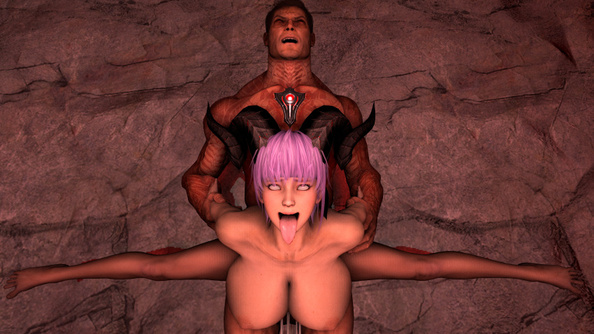 3d ayane_(doa) big_breasts big_penis davoth_(doom) dead_or_alive demon doom doom_eternal harem horsecock monster_girl muscular_male ninja_gaiden purple_hair red_eyes slave yujakin