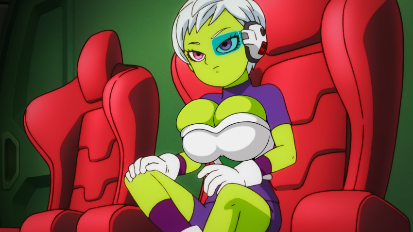 accurate_art_style big_breasts cheelai dragon_ball dragon_ball_super edit edited green-tinted_eyewear green_body green_skin roymanx scouter screencap screenshot screenshot_edit tinted_eyewear