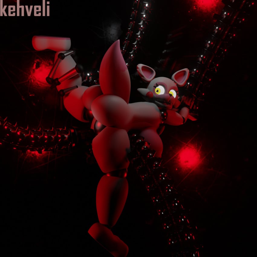 3d arctic_fox big_breasts dildo five_nights_at_freddy's five_nights_at_freddy's_2 fox fox_tail heart-shaped_pupils kemmanen mangle_(fnaf) pink_body tentacle thick_ass two_tone_body white_body yellow_eyes