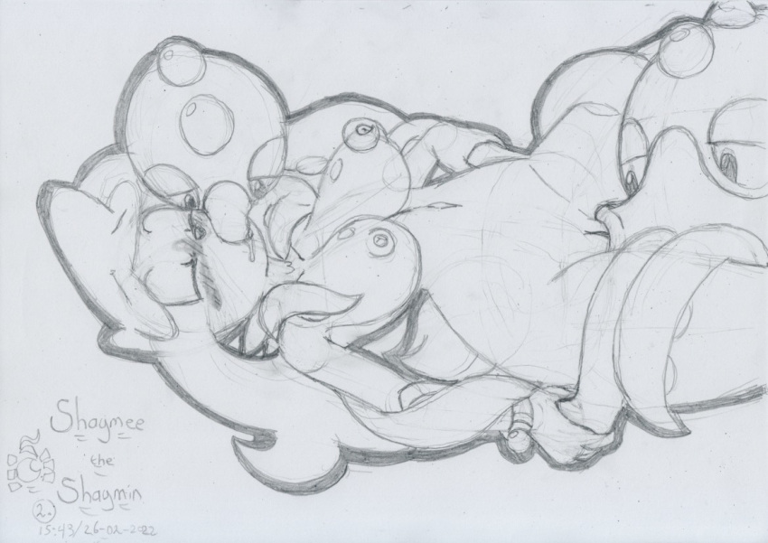 2022 anthro big_breasts blush bodily_fluids bound_by_tentacles bracelet breasts cephalopod closed_eyes coleoid cunnilingus drooling female feral genital_fluids genitals graphite_(artwork) group group_sex jewelry legendary_pokemon lunaris_parukia lying marine mollusk navel nintendo nipple_fetish nipple_play nipples nude octillery octopodiform octopus on_back oral pokémon_(species) pokemon pokemon_(species) pokemorph pussy pussy_juice restrained saliva sex shaymee_(lunaris_parukia) shaymin sky_forme_shaymin solo tentacle tentacle_grab threesome traditional_media_(artwork) vaginal_penetration video_games zoophilia