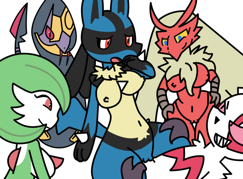 1boy 3girls big_breasts blaziken breasts darkpatito female female_blaziken female_gardevoir gardevoir lucario male nintendo nude penetration pokemon pokemon_(species) pokephilia seviper sex video_games zangoose