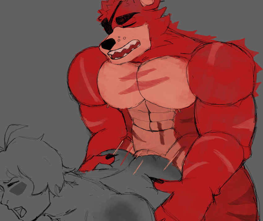 2022 abs absurd_res anal anal_sex anthro anthro_penetrating anthro_penetrating_human areola ass barazoku biceps blush canid canine closed_eyes digital_drawing_(artwork) digital_media_(artwork) doggy_style duo eye_patch eyewear five_nights_at_freddy's fox foxy_(fnaf) from_behind_position fur genitals hair hi_res human human_on_anthro human_penetrated interspecies kopk male male/male male_only male_penetrated male_penetrating male_penetrating_male mammal nipples nude open_mouth pecs penetration penile penile_penetration penis penis_in_ass red_body red_fur scar scottgames sex sharp_teeth teeth tongue video_games