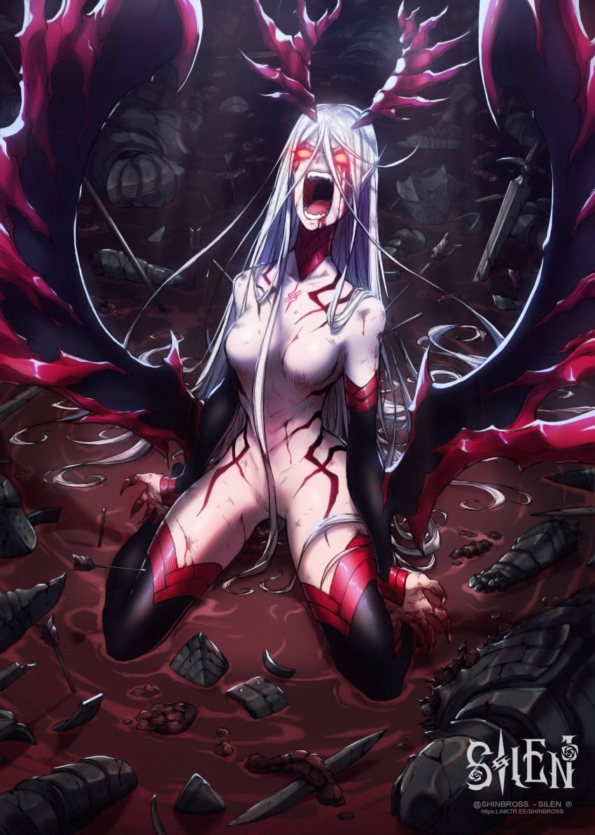 1girls anger demon demon_girl female female_only nude nude_female original_character shinbross solo solo_female wings