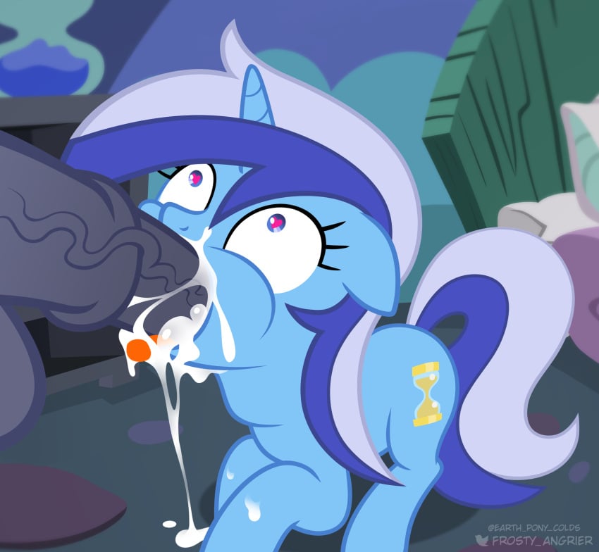 blowjob cum earth_pony_colds equine_penis feral floppy_ears hasbro heart-shaped_pupils horsecock minuette_(mlp) my_little_pony on_knees on_model oral_creampie oral_sex quadruped