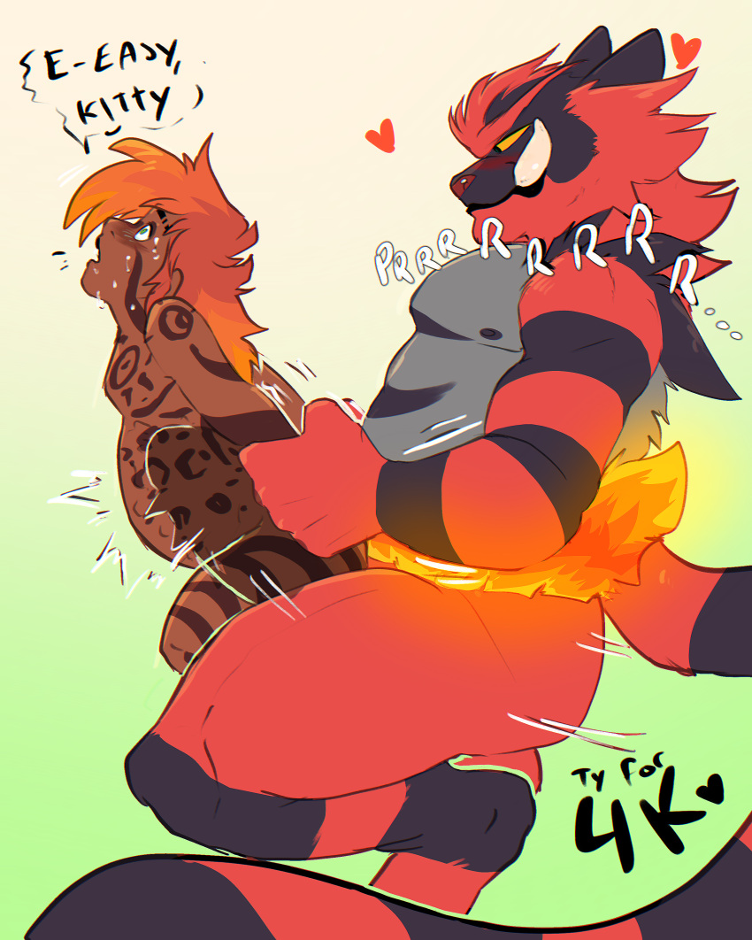 1boy absurd_res anthro anthro_on_human anthro_penetrating anthro_penetrating_human azoth big_penis crouching cum_inflation cuntboy duo felid feline fire from_behind_position genitals hi_res huge_cock human human_on_anthro human_penetrated incineroar intersex interspecies larger_male male male_penetrating mammal nintendo pantherine penetration penis pokémon_(species) poképhilia pokemon restrained sex size_difference stomach_bulge tiger vaginal_penetration video_games xxbrewbeastxx