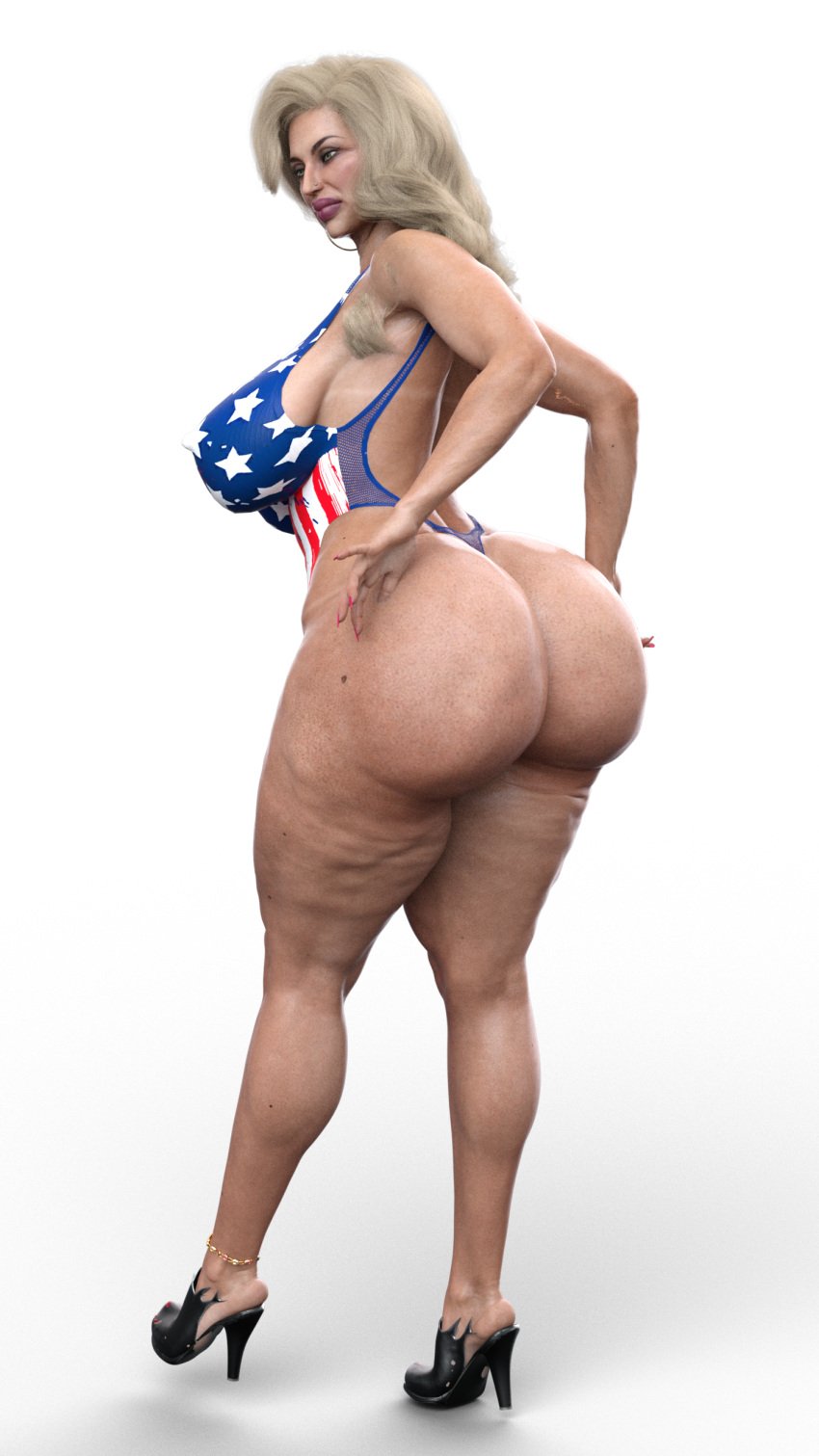 american_flag blackless extreme_armpit_hair grandmother granny hag heels high_heels huge_ass huge_breasts old_woman older_female pose posing skimpy skimpy_clothes swimsuit