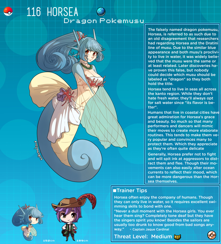 chibi creature_index english_text heart-shaped_pupils hi_res horsea kinkymation nintendo page_116 page_number pokémon_(species) pokemon pokemon-girl_encyclopedia pokemorph pokemusu profile tagme text_box