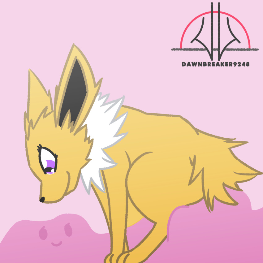 ambiguous_gender dawnthemetamon ditto_(pokémon) duo eeveelution female female/ambiguous feral fur goo_creature hair hi_res jolteon nintendo pink_body pokémon_(species) pokemon spiky_hair video_games white_body white_fur yellow_body yellow_fur