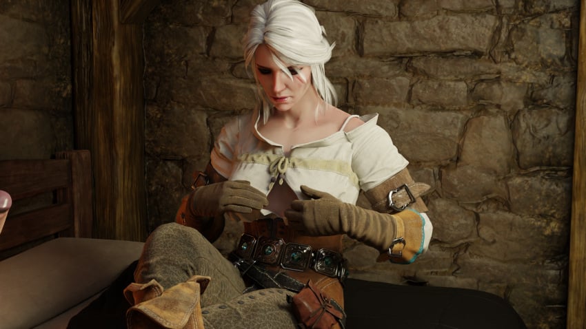 3d black_body ciri fat_man slarkyss the_witcher the_witcher_(series) the_witcher_3:_wild_hunt white_hair