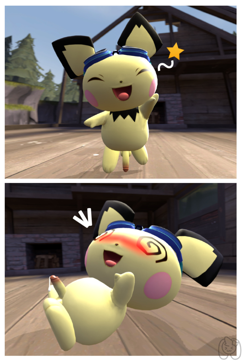 3d 3d_(artwork) blush cum dick mslooukachi nintendo penis pichu pokemon source_filmmaker