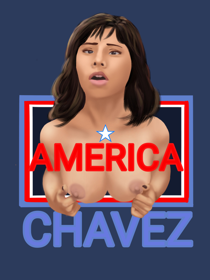 1girls america_chavez art_maniac breasts brown_hair dark-skinned_female dark_skin doctor_strange_in_the_multiverse_of_madness female female_only human human_only latina marvel marvel_cinematic_universe naked nipples nude nude_female shirtless solo superheroine xochitl_gomez