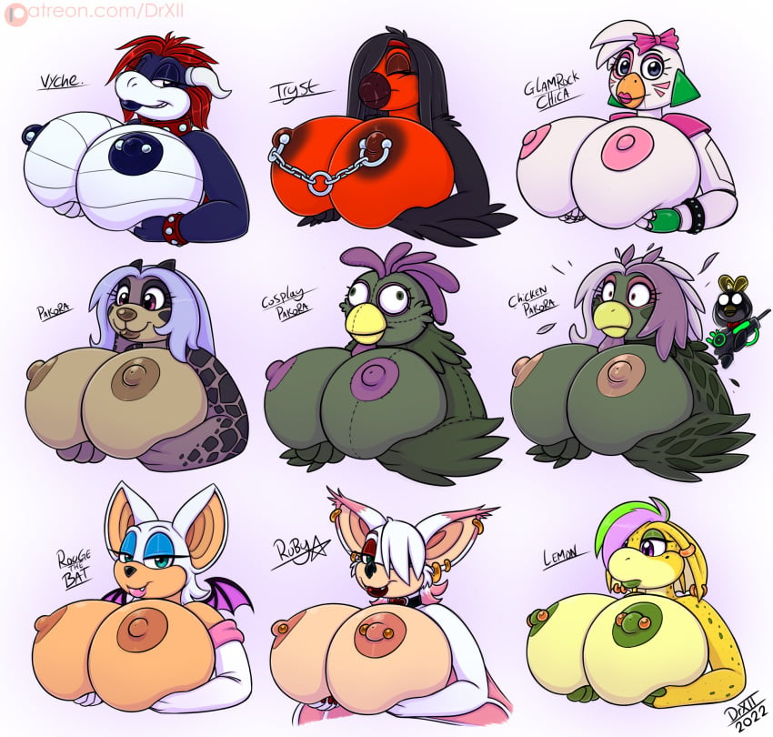 2022 animatronic anthro avian beak big_breasts bird breasts chicken chiropteran claws clothed clothing collar cosplay costume digital_media_(artwork) drxii ear_piercing feathers female five_nights_at_freddy's five_nights_at_freddy's:_security_breach frosti_loxxxe fur furry_wearing_fursuit fursuit galliform gallus_(genus) glamrock_chica_(fnaf) gloves group gynomorph hair handwear hi_res horn huge_breasts intersex jumpstart_games kobold kobold_quest koopa lemon_kobold looking_at_viewer machine makeup mammal mario_(series) membrane_(anatomy) membranous_wings neopet_(species) neopets nintendo nipple_chain nipple_piercing nipples non-mammal_breasts nude oscine passerine patreon penguin phasianid piercing red_hair reptile robin_(bird) robot rouge_the_bat ruby_the_bat(drxii) scalie scottgames sega simple_background smile solo sonic_(series) sonic_the_hedgehog_(series) species_transformation spikes text transformation tryst_(drxii) url video_games vyche wings