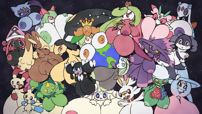 ahziart alcremie ass breasts earth female female_only froslass gothorita hatterene hyper hyper_ass hyper_breasts indeedee kirlia legendary_pokémon lilligant lopunny lurantis macro maractus mawile meloetta minun mismagius multiple_girls nintendo plusle pokemon pokemon_(species) roserade scorbunny sneasler tapu_lele tsareena video_games