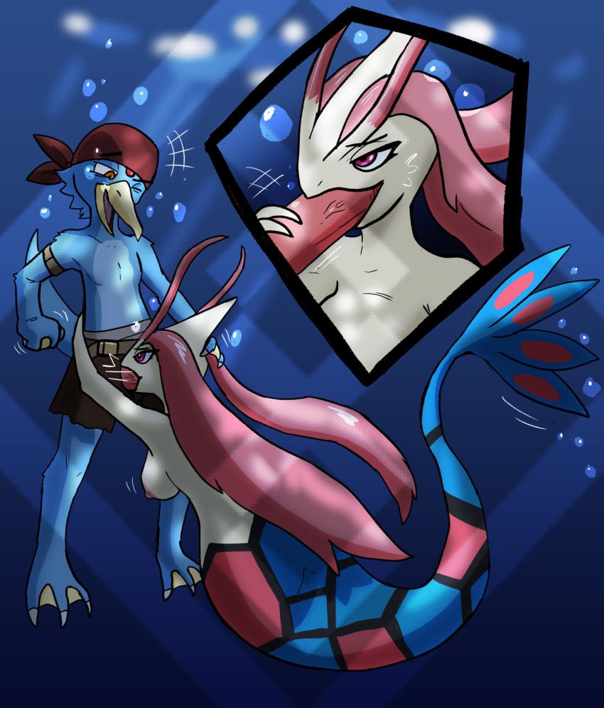 anatid anseriform anthro avian bird blue_body breasts bubble clothed clothed/nude clothing cutaway diamond_grenadier duck duo elapid_(snake) embrace fellatio female fist genitals golduck hair hand_on_back hand_on_head hand_on_penis hanging_breasts hi_res hug male male/female mammal marine merfolk mermaid_tail milotic monotreme nintendo nude one_eye_closed oral partially_clothed penile penis platypus pokémon_(species) pokemon red_hair reptile scalie sea_snake sex smile snake split_form underwater underwater_breathing underwater_sex video_games water yellow_body