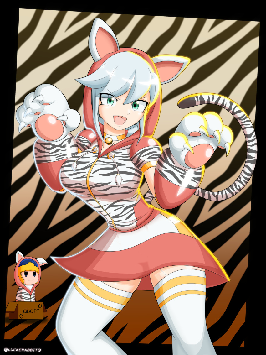 blue_eyes high_tights hoodie mega_man mega_man_x mega_man_x_corrupted mrlucke reploid silver_hair synthia_(mega_man_x_corrupted) tagme tiger_ears