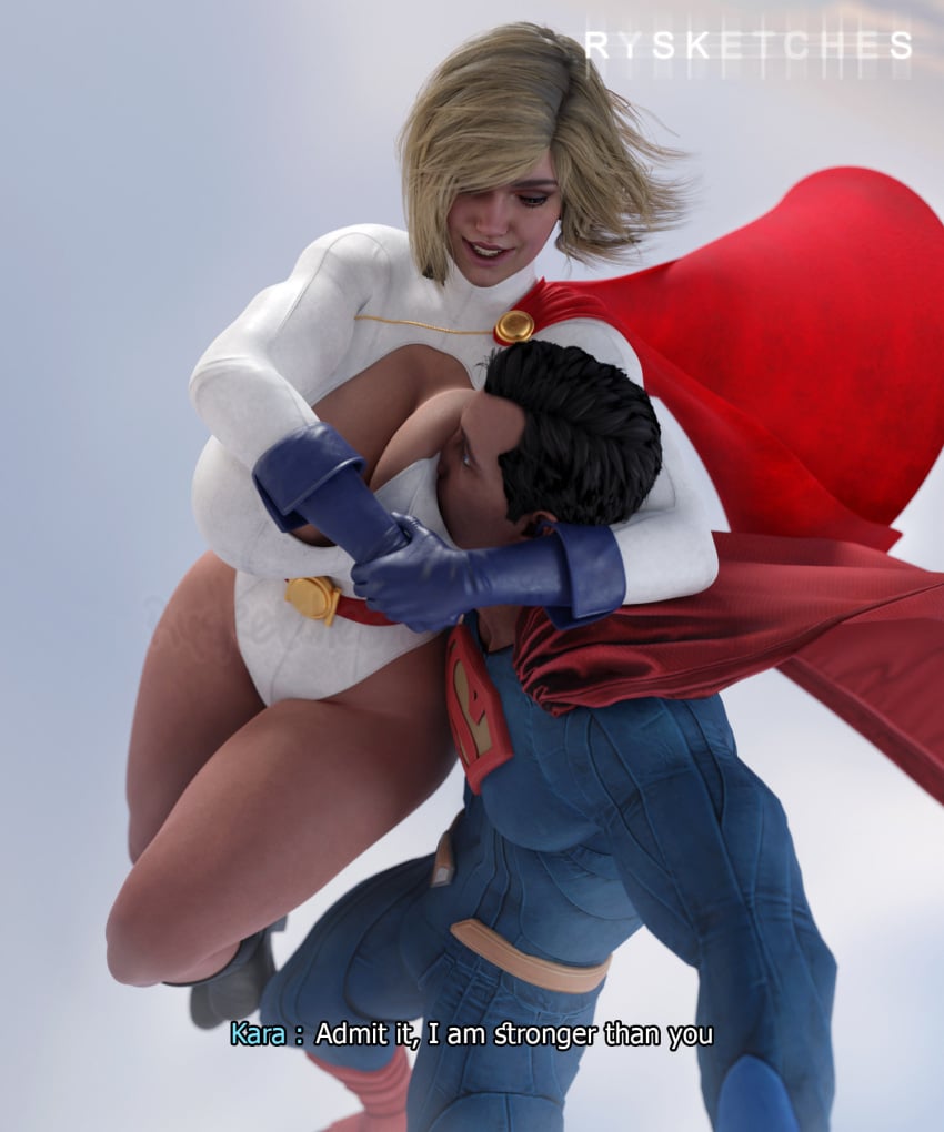 1boy 1girls 3d 3d_(artwork) big_ass big_breasts big_butt blender blender_(software) blonde_hair blue_eyes boots breast_squeeze breasts bubble_ass bubble_butt busty cape clark_kent cousins curvy cute dc dc_comics female hourglass_figure huge_breasts incest injustice_2 kal-el kara_zor-l karen_starr large_breasts leotard male medium_hair pawg power_girl power_girl_(injustice_2) rysketches seductive seductive_look sensual smile superman superman_(series) thick thick_ass thick_thighs wide_hips