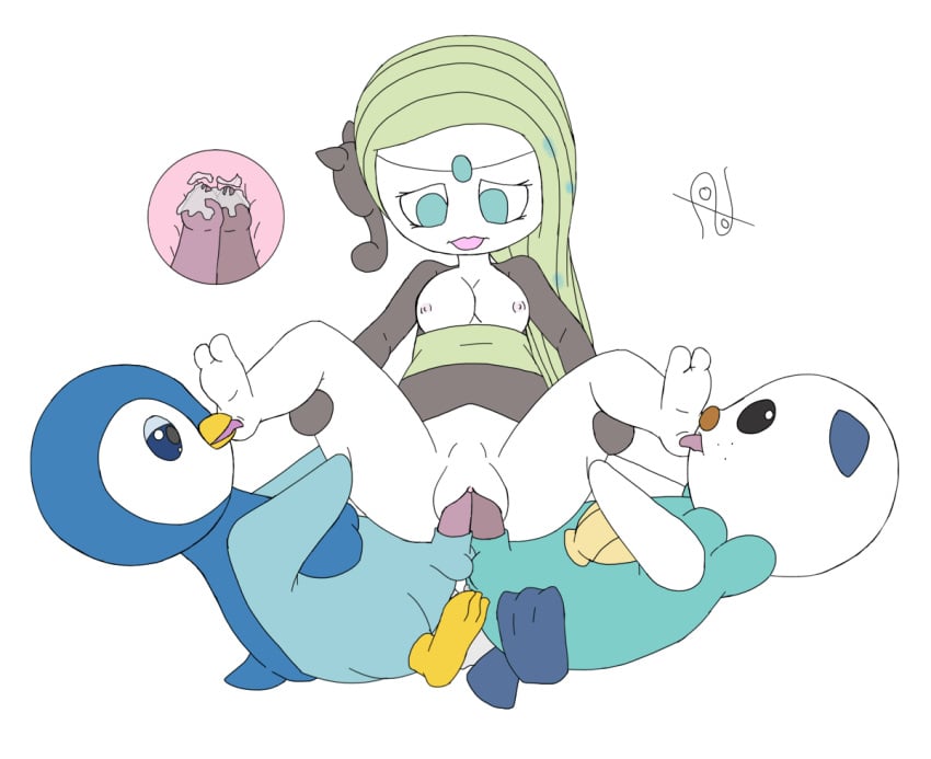 . 1girls 2boys animated breasts double_penetration double_vaginal female gif king_of_clubs_position licking licking_feet male meloetta mr_lewdologist oshawott piplup pokemon pokemon_(species) pokemon_only threesome white_background x-ray