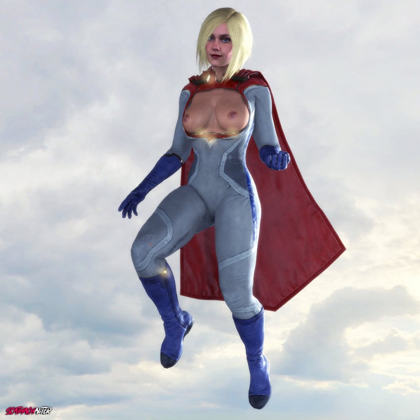 1girls 3d 3d_(artwork) big_breasts blonde_hair blue_eyes breasts breasts_out busty cute dc dc_comics flying hourglass_figure injustice_2 kara_zor-l karen_starr medium_hair power_girl scathachalter sensual sfm smile solo solo_female source_filmmaker superhero_costume superheroine superman_(series) thick thick_thighs wide_hips