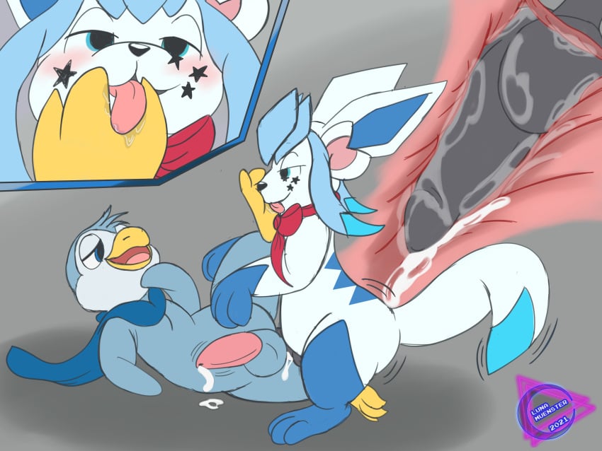 absurd_res avian balls blue_body bodily_fluids cum cum_in_ass cum_inside cum_while_penetrated duo eeveelution fan_character foot_fetish foot_lick foot_play furry furry_only genital_fluids genitals glaceon hi_res internal licking lunamuenster male male/male male_only male_penetrated male_penetrating male_penetrating_male nintendo penetration penis pokémon_(species) pokemon pokemon_(species) tongue tongue_out video_games