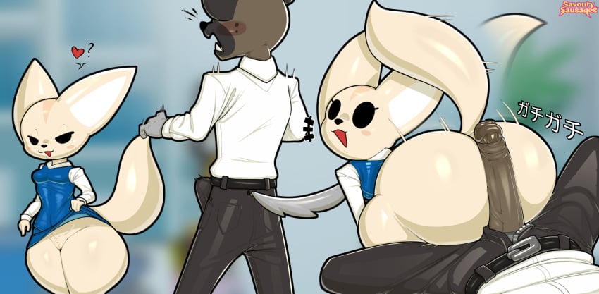 aggressive_retsuko aggretsuko big_ass big_penis bubble_butt butt_crack buttjob fenneko haida haida_(aggretsuko) office_clothing office_lady penis sanrio savourysausages smooth_fur tagme upskirt