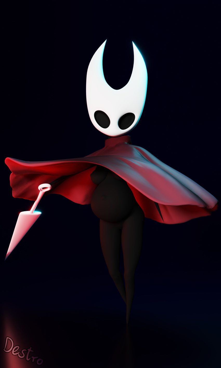 1girls absurd_res anthro arthropod belly big_belly black_body breasts cloak cloak_only clothing female female_focus female_only hdddestroyer hi_res holding_object hollow_knight hornet_(hollow_knight) insect insect_girl looking_at_viewer pose pregnant pregnant_belly pregnant_female solo standing sword team_cherry video_games weapon