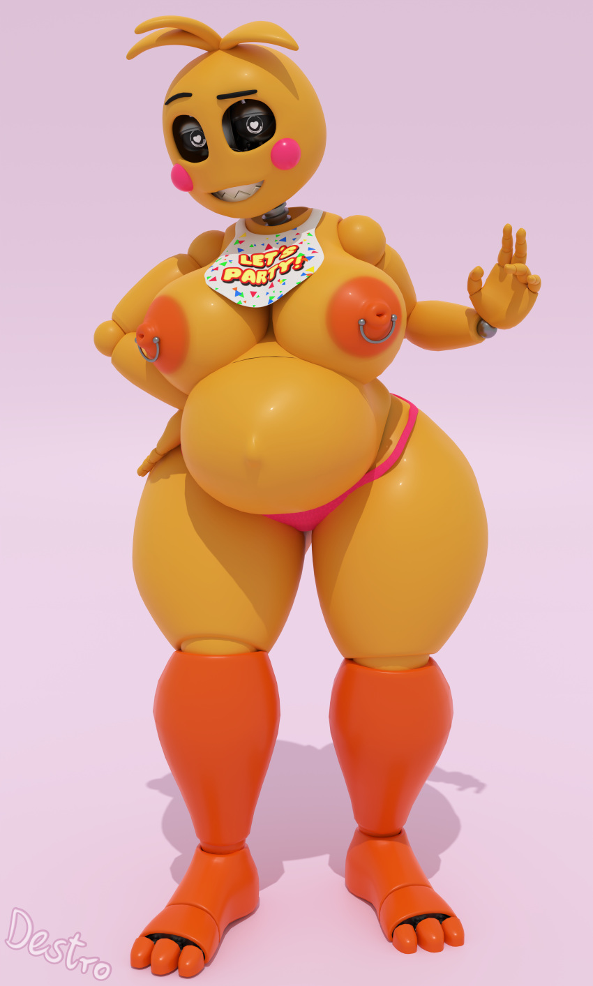 <3_eyes 2022 3_toes 3d_(artwork) 5_fingers absurd_res animatronic areola avian big_areola big_belly bird breasts chicken clenched_teeth digital_media_(artwork) eyebrows feet female fingers five_nights_at_freddy's five_nights_at_freddy's_2 furry galliform gallus_(genus) hand_on_hip hdddestroyer heart hi_res looking_at_viewer lovetaste_chica machine nipple_piercing nipples orange_areola orange_feet orange_legs orange_nipples phasianid piercing pregnant robot scottgames shadow sharp_teeth solo teeth toes toy_chica_(fnaf) toy_chica_(love_taste) video_games white_eyes yellow_body yellow_legs