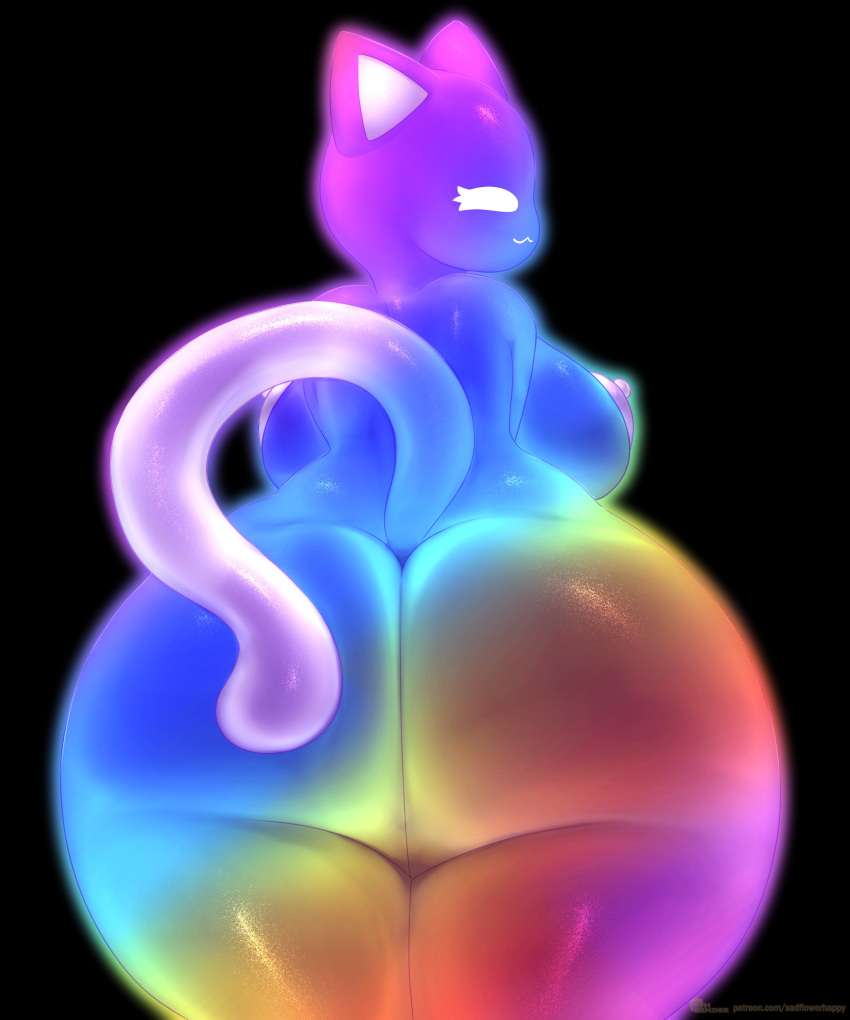 big_ass big_breasts black_background breasts bubble_butt female huge_ass looking_back original_character rainbow_(sadflowerhappy) sadflowerhappy sfhrender tagme